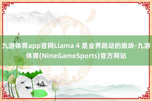 九游体育app官网Llama 4 是业界跳动的版块-九游体育(NineGameSports)官方网站